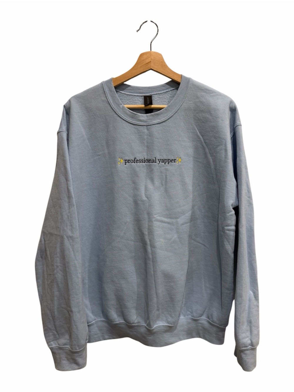 Professional Yapper Embroidered Light Blue Crewneck Sweatshirt Unisex Med